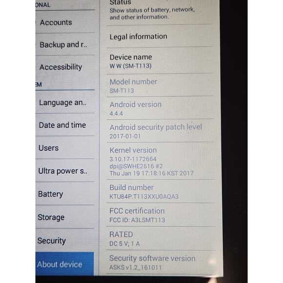 Samsung Galaxy Tab E Lite SM-T113 Black Android Tablet Tablet Only - Picture 7 of 8